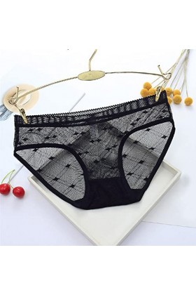 MILONT Sous-vêtements sexy en dentelle pour femme - Culotte invisible - String en maille transparente, G71-noir, M