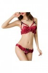 liaddkv Ensemble de lingerie 2 pièces en dentelle pour femme, rouge, taille unique