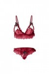 liaddkv Ensemble de lingerie 2 pièces en dentelle pour femme, rouge, taille unique