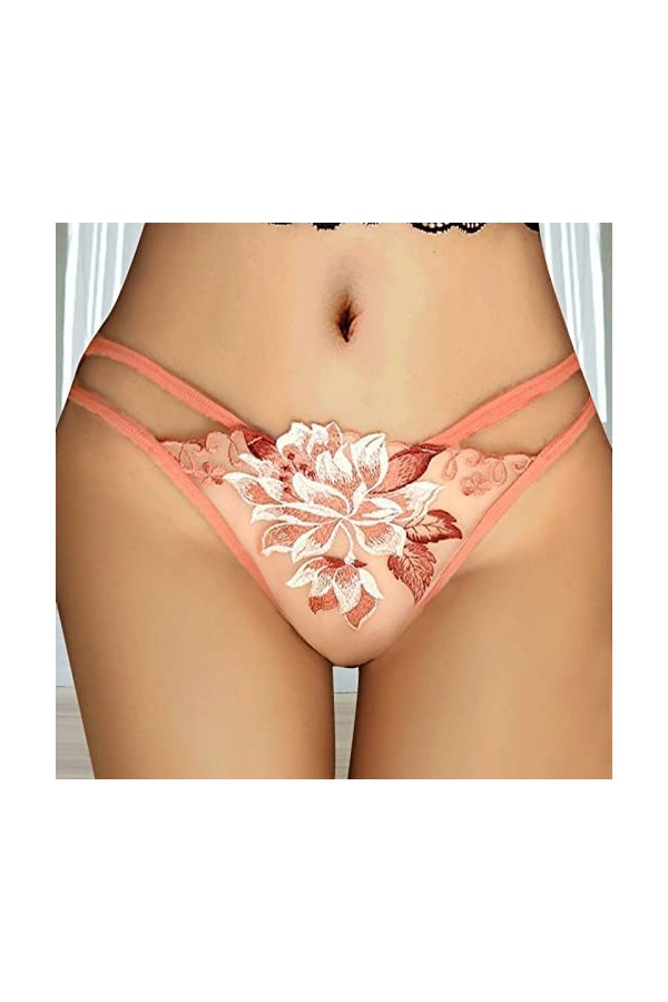 sous-vêtements Sexy pour Femmes Style sous-vêtements Sexy en Dentelle Femme évider de Fleurs Culottes Watermelon Red, M 