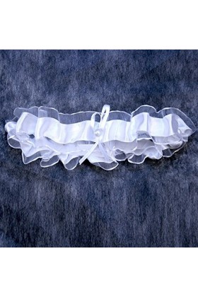 Hobi - Jarretière satin et perle blanc