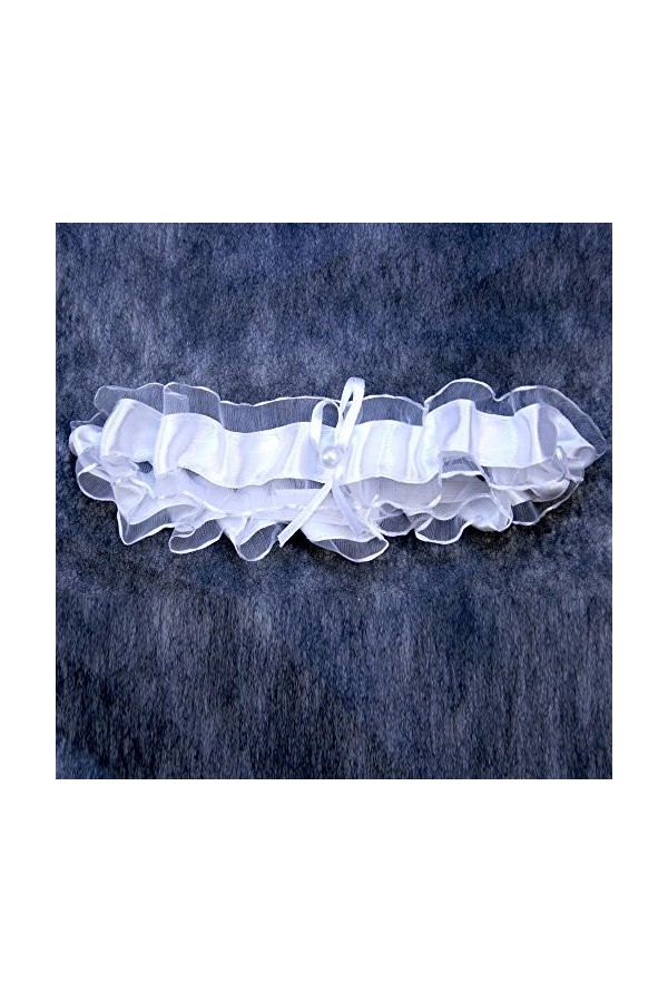 Hobi - Jarretière satin et perle blanc
