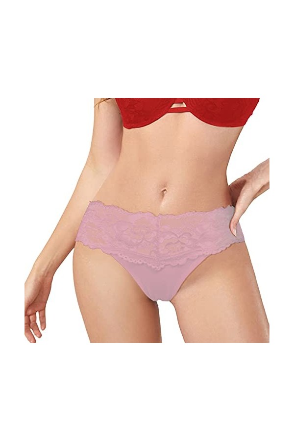 liaddkv Culotte pour femme - String - Un ensemble de couleurs au choix - Lingerie creuse - Fleurs latérales - Dentelle - Stri