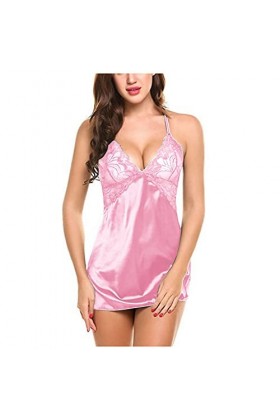 FGUUTYM Lingerie sexy pour femme - Ensemble de pyjama - Sous-vêtements de nuit sexy pour femme, Rose, XL