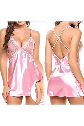 FGUUTYM Lingerie sexy pour femme - Ensemble de pyjama - Sous-vêtements de nuit sexy pour femme, Rose, XL