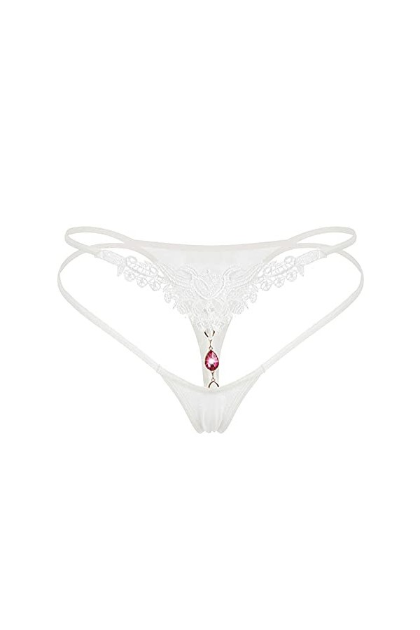 BIISDOST sous-vêtements Ice Low Thong Taille Pantalon Fun Slip Large Transparent Sexy Entrejambe Femmes Creuses T Sexy Coquin