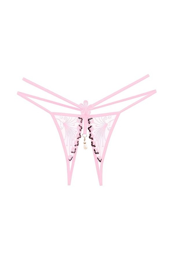 ADMAY 2023 New y*2k Style Lingerie Femmes Floral Creuse Sexy Taille Basse Culotte Ouverte Perle Massage String Body Blanc Enf