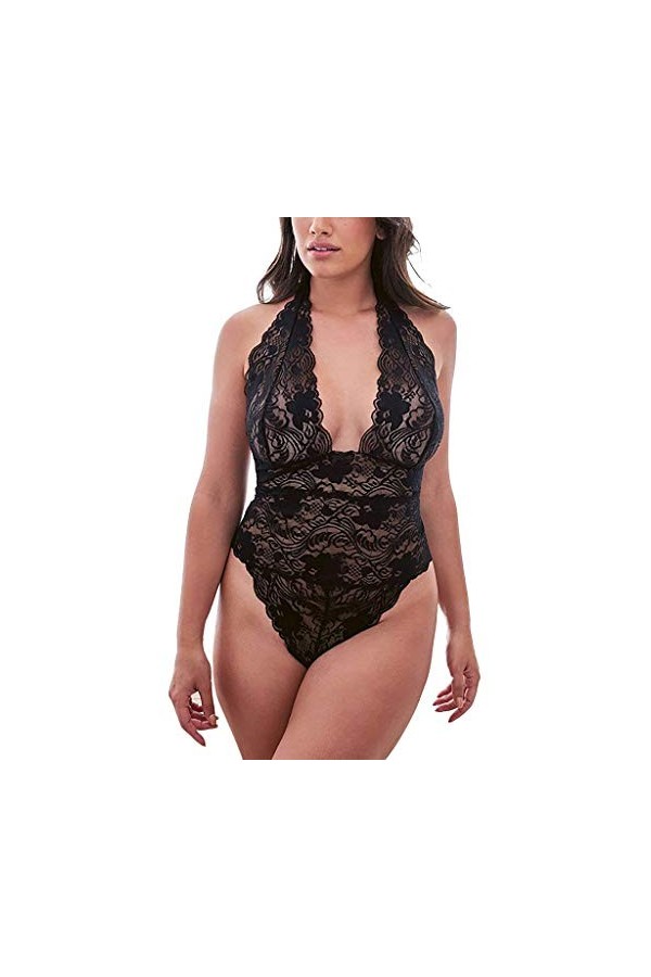 liaddkv Femme Taille Nuit Quot. Teds Sexy Nuit Vêtements Une Pièce Plus Lingerie Noir Sexy, Noir , S