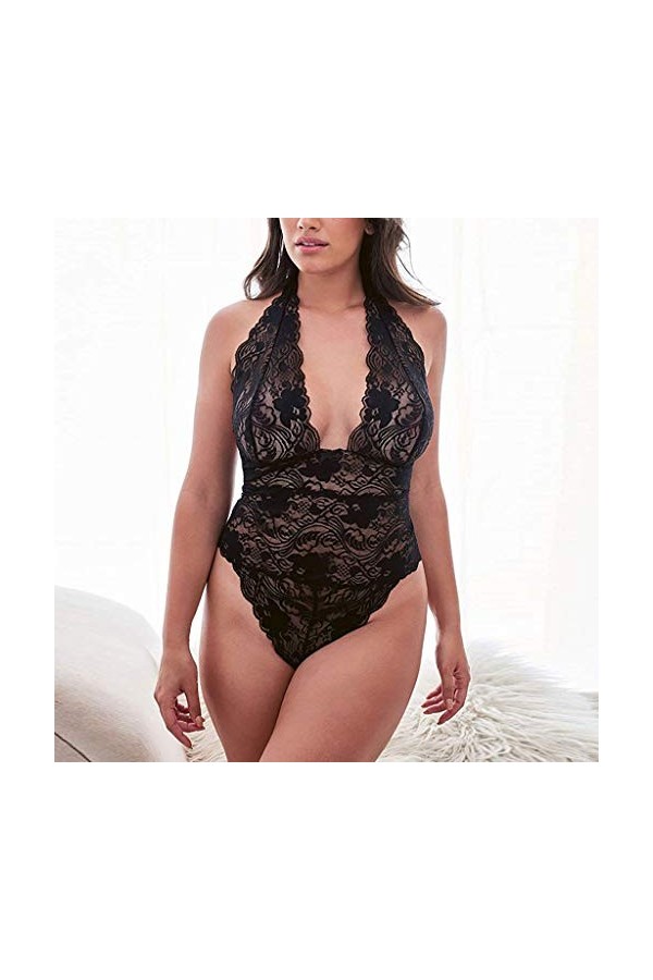 liaddkv Femme Taille Nuit Quot. Teds Sexy Nuit Vêtements Une Pièce Plus Lingerie Noir Sexy, Noir , S