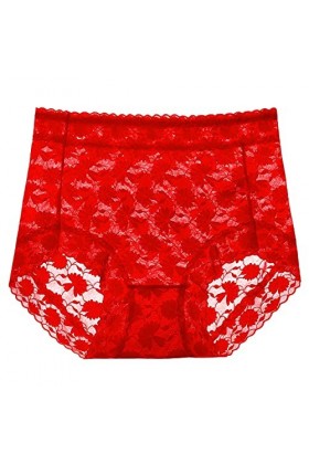 Aoklidil Culotte pour femme XS - Lingerie sexy en dentelle - String ouvert, Rouge 1, XL