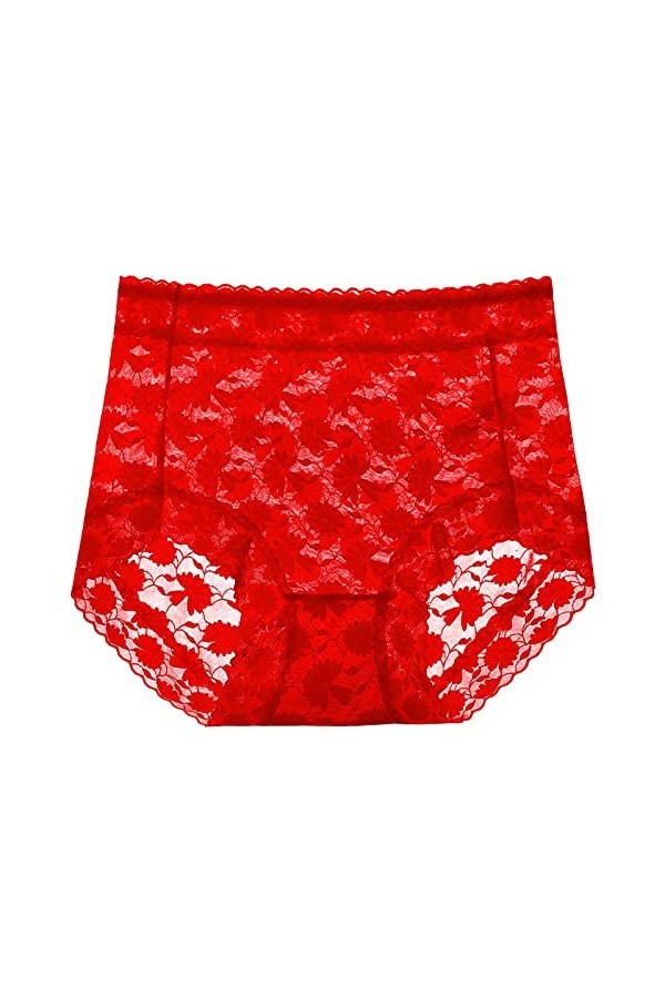 Aoklidil Culotte pour femme XS - Lingerie sexy en dentelle - String ouvert, Rouge 1, XL