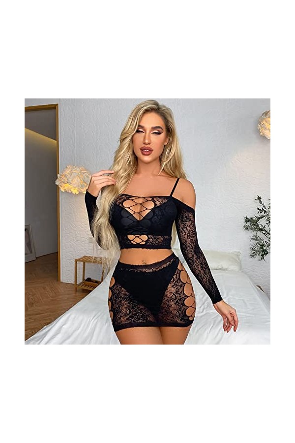 Lingerie Femme Sexy Ensemble Homme Sexy Hot y22k Femmes Sexy Lingerie vêtements de Nuit vêtements de Nuit résille Sheer Ensem