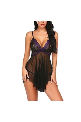 Lingerie Nuisette Femme See Through Lingerie Sexy Hot Grande Taille Nuisette Sissy Érotique Mini Short Valentin Erothique Ens