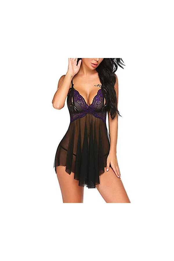 Lingerie Nuisette Femme See Through Lingerie Sexy Hot Grande Taille Nuisette Sissy Érotique Mini Short Valentin Erothique Ens