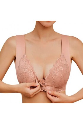 CUTeFiorino Sportbustiers Soutien-gorge pour femme sans anneau en acier Soutien-gorge pour femme Fermé Devant Dos en T Grande