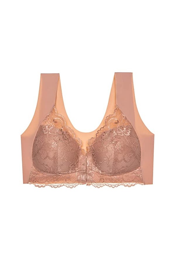 CUTeFiorino Sportbustiers Soutien-gorge pour femme sans anneau en acier Soutien-gorge pour femme Fermé Devant Dos en T Grande