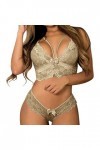 Aoklidil Lingerie sexy et chaude transparente pour femme Rouge 2 pièces Sous-vêtements en dentelle sous 5, Jaune., 5X-Large
