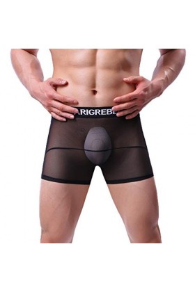 TDEOK Sous-vêtement sexy et translucide pour homme - En maille filet - En coton, Noir , XL