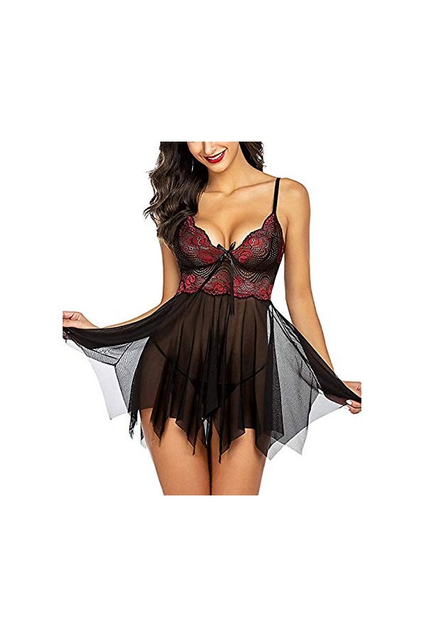 Pyjama pour femme - Robe de nuit - Poupée en coton - Dentelle - Chemise de nuit - Robe décontractée pour la maison - Chemise 