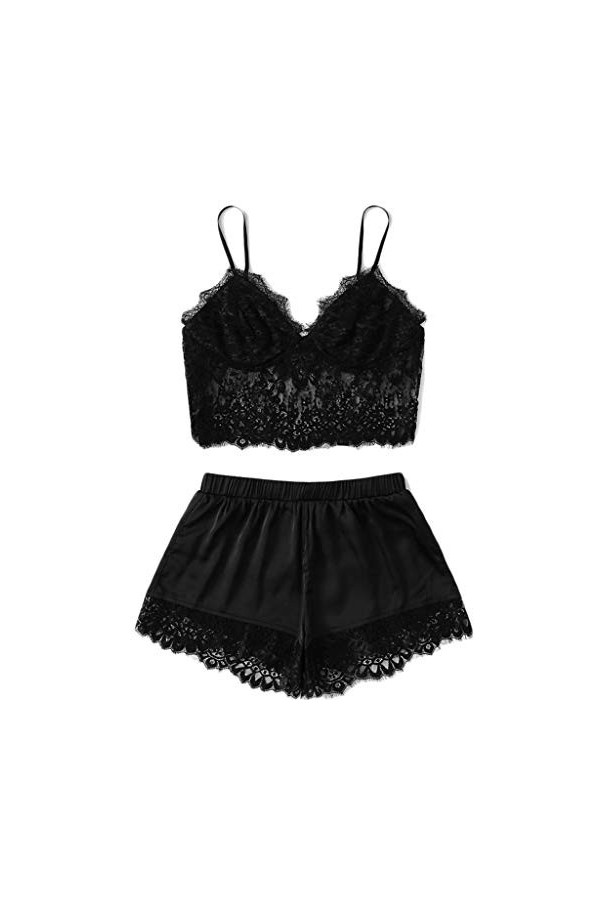 Générique Menstruelle Vêtements de Nuit Femmes sous-vêtements Sexy Lingerie Dentelle Plus Harnais Sexy Cuir Black, XXXXL 