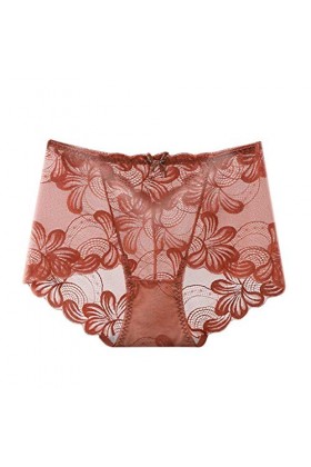 Luckywaqng Culotte sexy taille basse pour femme - Ouverte plus - Ensemble de lingerie en dentelle, café, L