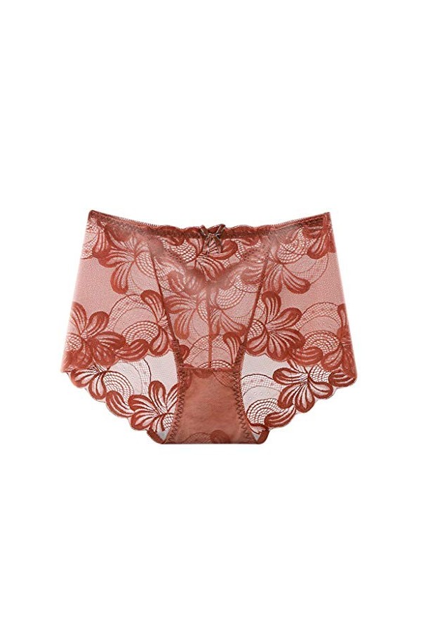 Luckywaqng Culotte sexy taille basse pour femme - Ouverte plus - Ensemble de lingerie en dentelle, café, L