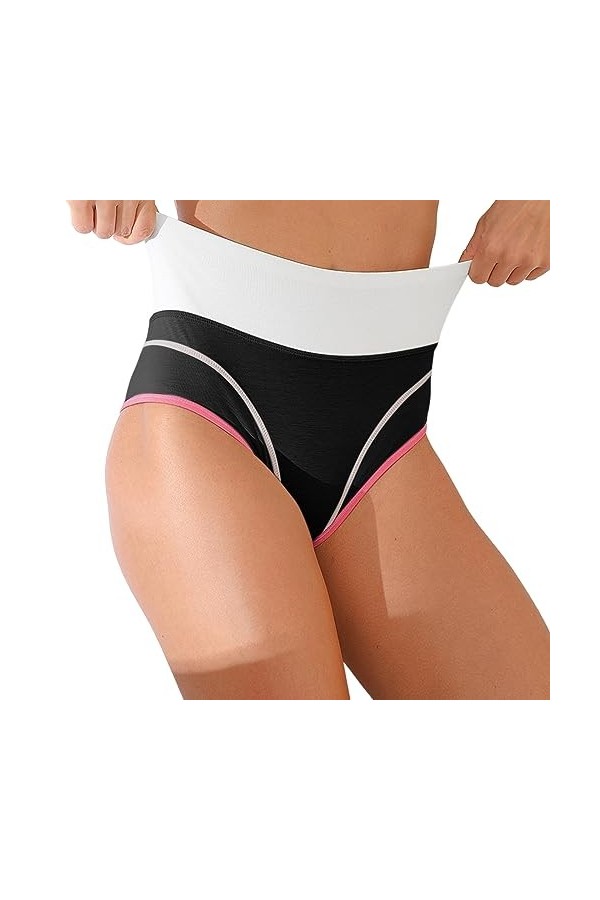 Culottes Shorties Et Strings Femme Taille Mi-Haute Lingerie Douce Pur Coton Pantalons Triangle Sexy Tangas Absorbante Stretch