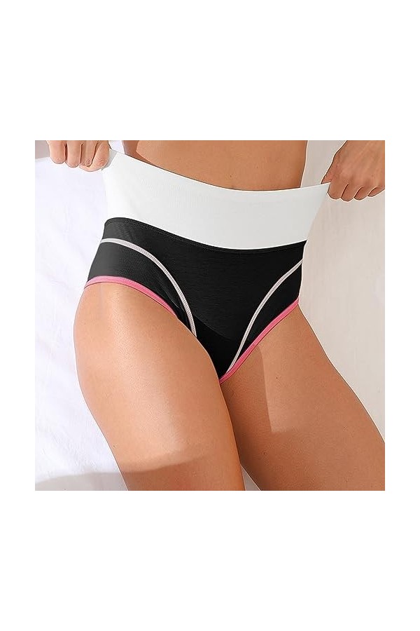 Culottes Shorties Et Strings Femme Taille Mi-Haute Lingerie Douce Pur Coton Pantalons Triangle Sexy Tangas Absorbante Stretch