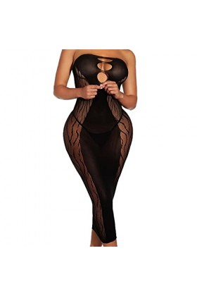 Générique Lingerie Sexy Hot Bodystocking pour Femme Dos Costumes Découpe Combinaison Body Dentelle Lingerie Cage Cuir Transpa