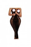 Générique Lingerie Sexy Hot Bodystocking pour Femme Dos Costumes Découpe Combinaison Body Dentelle Lingerie Cage Cuir Transpa