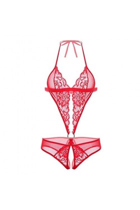 Lingerie profonde pour femme - Body dos nu et col en V - Lingerie sexy pour femme, Rouge, S