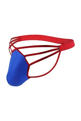 Générique Lingerie Homme Sexy Hot Slip pour Homme Taille Basse Fesse exposée String en Soie de Glace évidé Grande Poche Panta