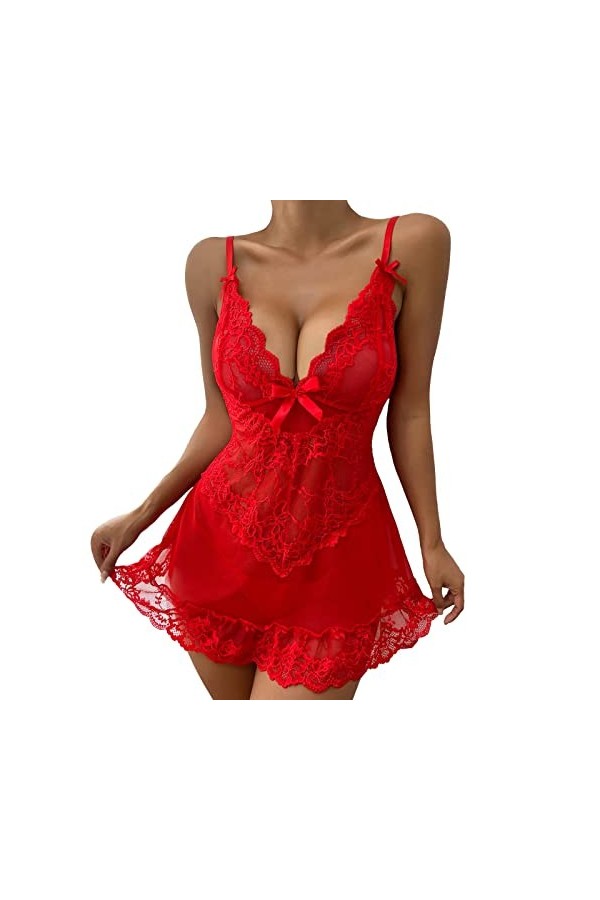 MODSGUE Tenue sexy pour femme - Col en V profond - Onesies érotiques - Lingerie sexy - Mode - Avec jarretelles - Lingerie sex