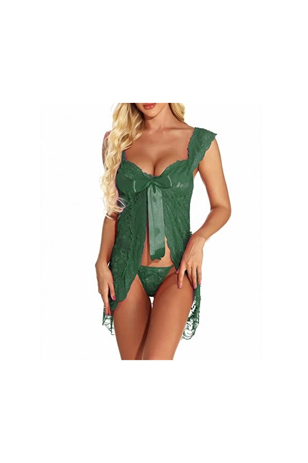 MODSGUE Ensemble de lingerie sexy - Débardeur - Soutien-gorge et culotte - Chemise de nuit rétro - Lingerie séduisante - Culo