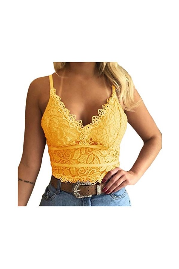 VaiKanhai Culotte sexy pour femme - String sexy - En coton stretch - Taille haute - Pour femme, jaune, XXL