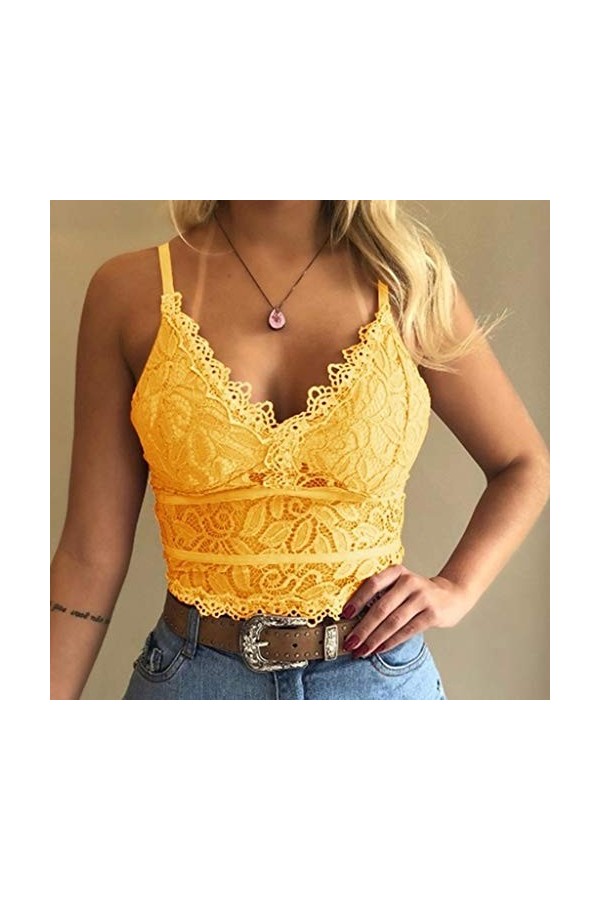 VaiKanhai Culotte sexy pour femme - String sexy - En coton stretch - Taille haute - Pour femme, jaune, XXL