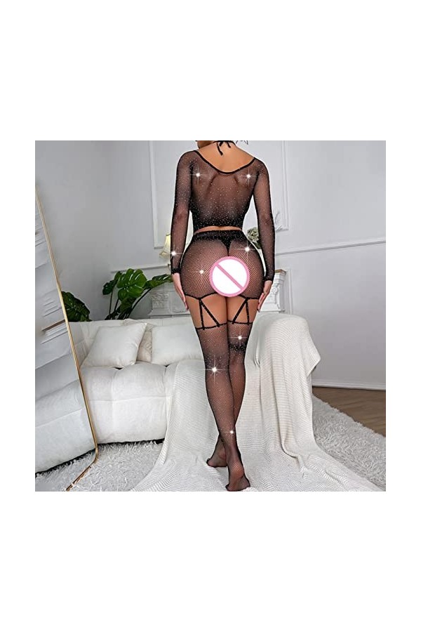 Sexy Hot sous-vêtement de Nuit Jumpsuit Combinaison de perceuse Chaude pour Femmes en Maille Sexy et sous-vêtements érotiques