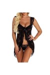 MODSGUE Ensemble de lingerie sexy - Débardeur - Soutien-gorge et culotte - Chemise de nuit rétro - Lingerie séduisante - Culo