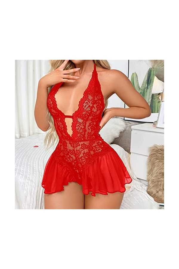 Femmes Grande Taille Sexy Sous-Vêtements Dentelle Sexy Onesie Passion Combinaison Body Sous-Vêtements Lingerie Robe en Maille