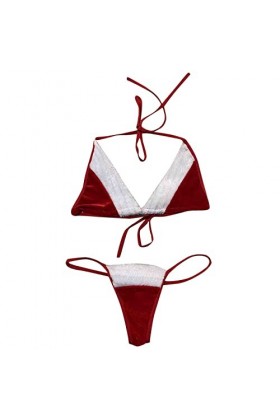GilRu Ensemble de Lingerie de Noël Sexy pour Femme avec Porte-Jarretelles Body en Dentelle Teddy Ouvert Red, XXL 