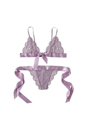 Lingerie Femme Sexy Ensemble Homme Sexy Hot y21k Soutien-Gorge Set Underpant Tie Bow Trim Scalloped Sexy Women Lace côté Ling