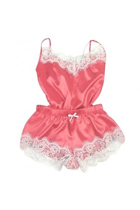 Luckywaqng Lot de 2 chemises de nuit sexy pour femme, Rouge pastèque, XL