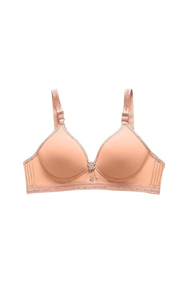 Soutien-gorge de sport sexy sans anneau en acier confortable et fin pour personnes âgées et moyennes, beige, 40