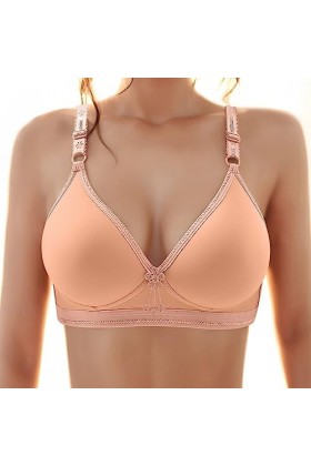 Soutien-gorge de sport sexy sans anneau en acier confortable et fin pour personnes âgées et moyennes, beige, 40