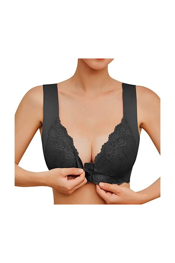 CUTeFiorino Sportbustiers Soutien-gorge pour femme sans anneau en acier Soutien-gorge pour femme Fermé Devant Dos en T Grande