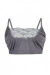 Brassière sexy pour femme avec cage élastique en dentelle, gris, XL