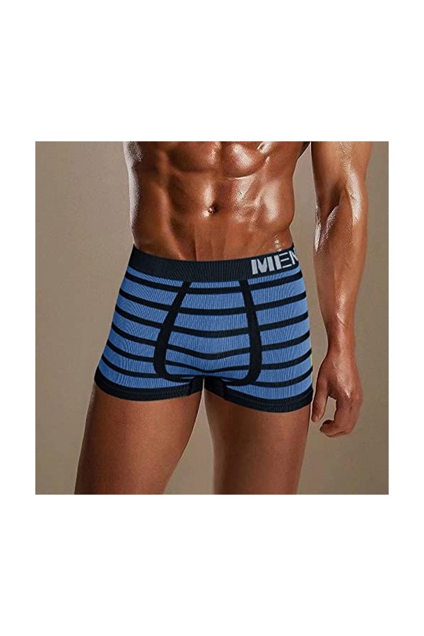 Générique Lingerie Homme Sexy Hot Boxer Stretch Sexy Taille Moyenne Respirant imprimé à Rayures pour Hommes Petit Pyjama Tail