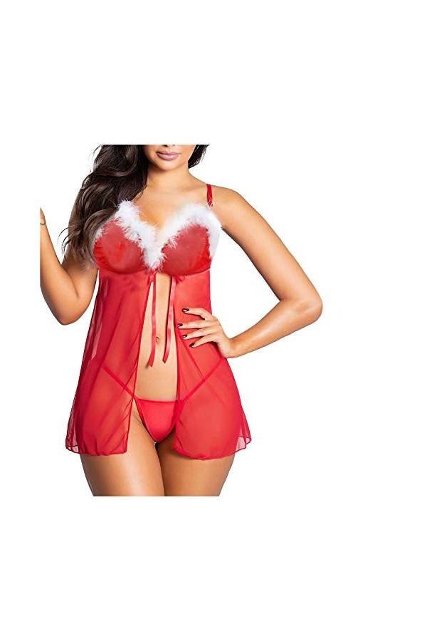 RYTEJFES Vêtements érotiques, Sex Femmes Curvy Dessuesexy Sous-vêtements Lingerie Rouge Noël Dame Vêtements Adorables Tenue E