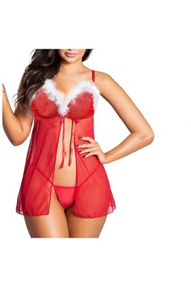 RYTEJFES Vêtements érotiques, Sex Femmes Curvy Dessuesexy Sous-vêtements Lingerie Rouge Noël Dame Vêtements Adorables Tenue E