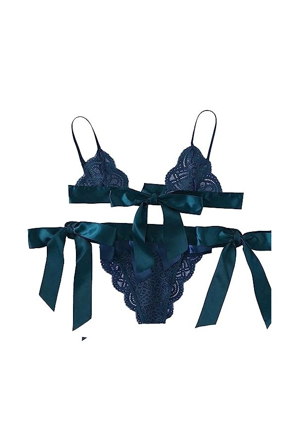 Lingerie Femme Sexy Ensemble Homme Sexy Hot y21k Soutien-Gorge Set Underpant Tie Bow Trim Scalloped Sexy Women Lace côté Ling